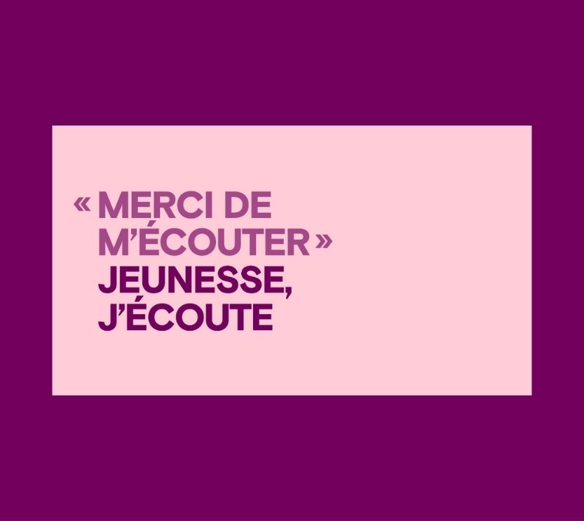Une image contenant un texte anonymisé, regroupé et reformulé à partir des échanges de jeunes ayant contacté Jeunesse, J’écoute pour du soutien en santé mentale, avec le message : « Merci de m’ecouter »
