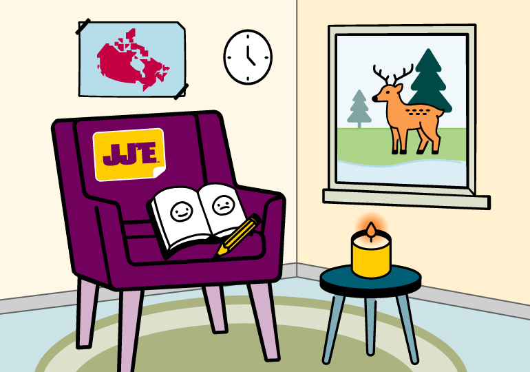 Une illustration de l’expérience de la salle d’attente virtuelle de Jeunesse, J’écoute