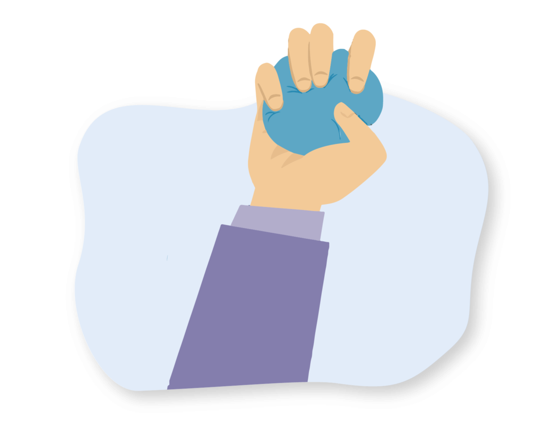 Illustration de la main d’une jeune personne qui serre une balle anti-stress
