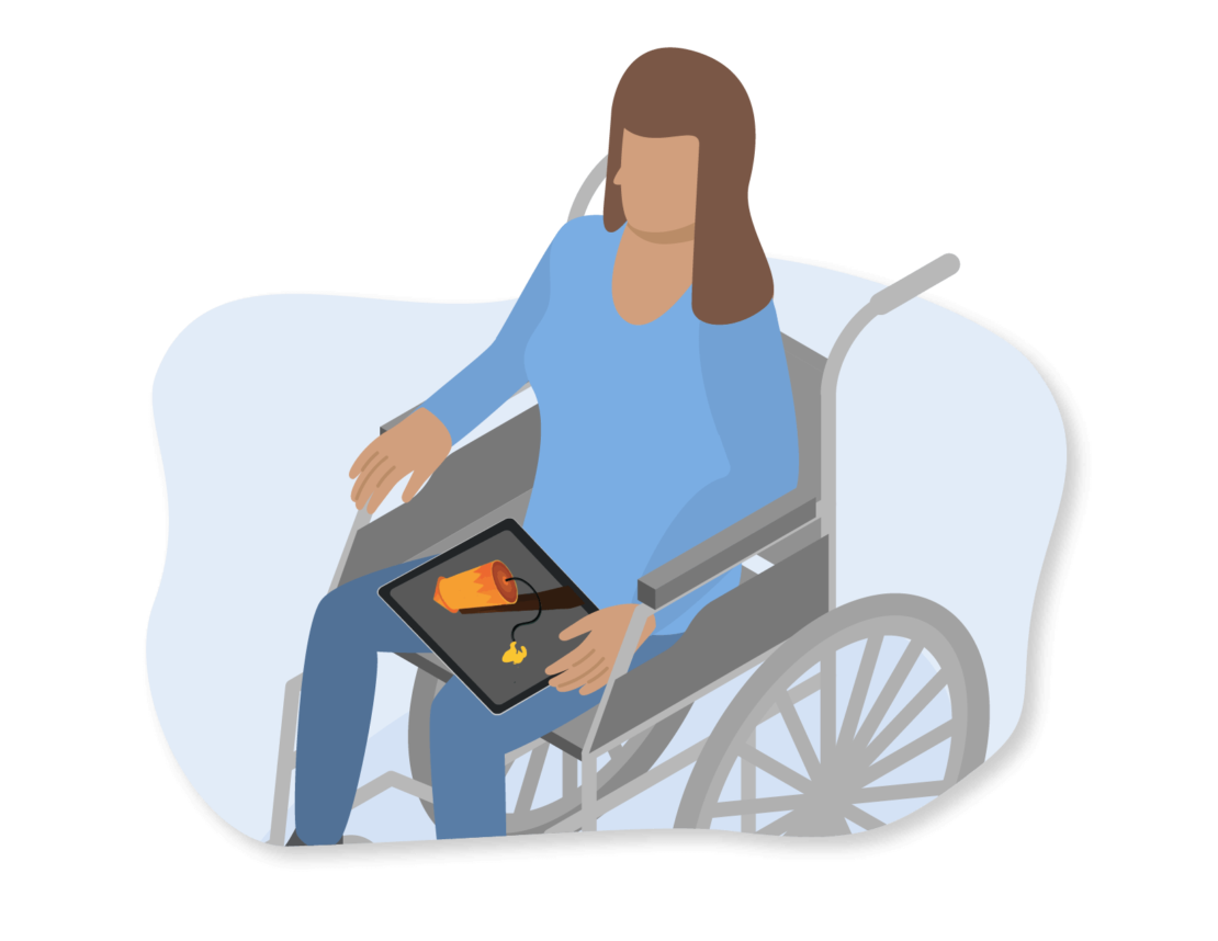 Illustration d’une jeune personne en fauteuil roulant