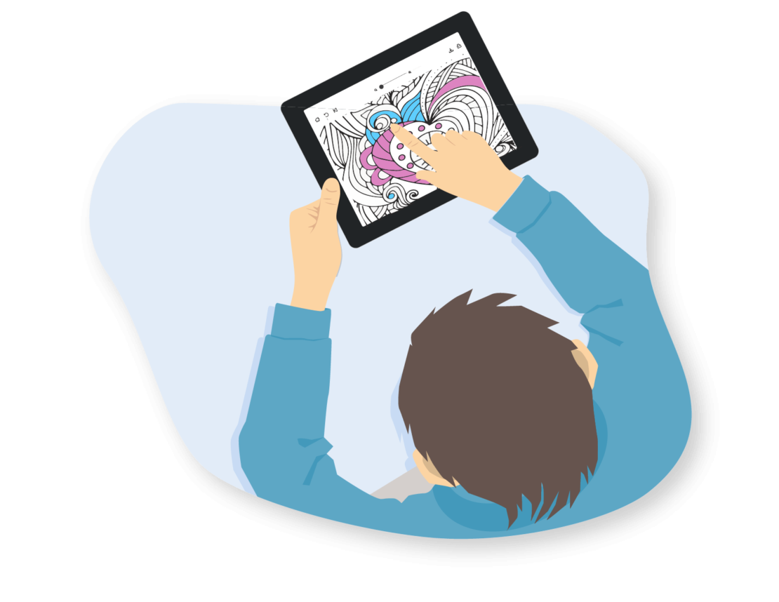 Illustration d’une jeune personne qui dessine sur une tablette