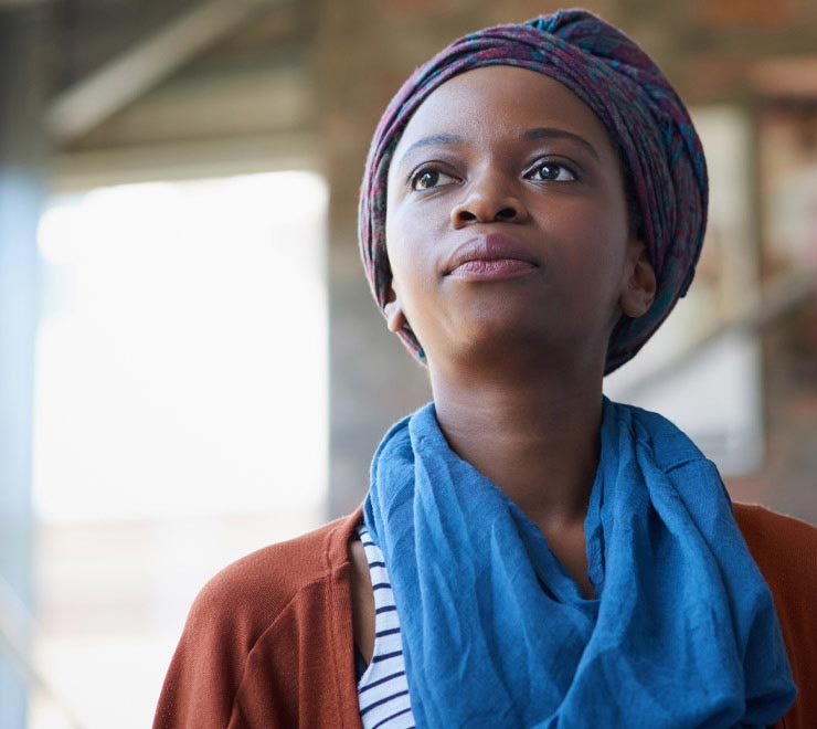 teen with headwrap and scarf